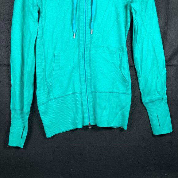 Eddie Bauer Womens Jacket Turquoise Full Zip Thumb Holes Hooded Stretch Small - Picture 3 of 12
